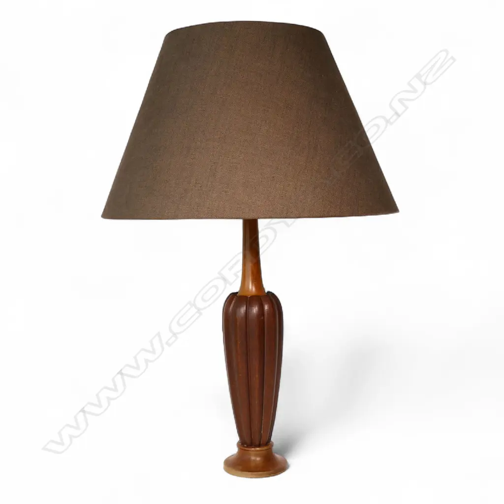A c.1960s wooden table lamp and shade Image 1++